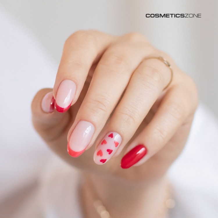 Stylizacja-manicure-wykonana-baza-Rubber-Rose-Pudding-i-lakierami-hybrydowymi-hipoalergicznymi-czerwony-Classy-Rose-A004,-koralow.webp