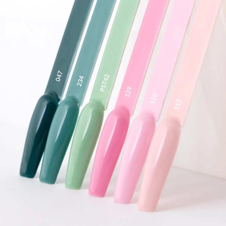 Paleta-kolorow-lakierow-hybrydowych.-Kolory-zielone-i-rozowe.webp