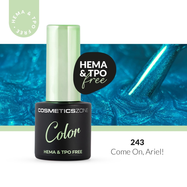 Lakier-hybrydowy-hipoalergiczny-turkusowy-perlowy-7ml---Come-On,-Ariel-243-bez-HEMA-i-bez-TPO.webp