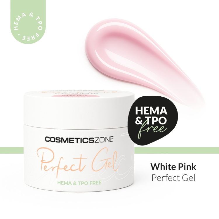Żel do przedłużania paznokci mlecznoróżowy UV LED Perfect Gel White Pink 50ml bez HEMA i TPO Cosmetics Zone