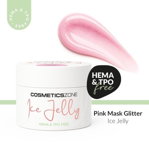 Żel budujący galaretka mlecznoróżowy z brokatem UV LED ICE JELLY Pink Mask Glitter 50ml Cosmetics Zone