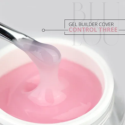 Różowy żel budujący BluLou Gel Builder Cover Control Three 50ml ze wzornikiem koloru