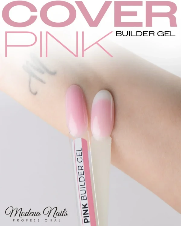 Stylizacja paznokci Baby Boomer z płynnym przejściem różu i bieli wykonana żelem Cover Pink