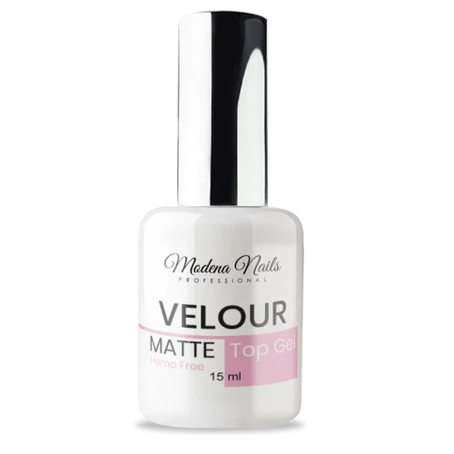 Matowy top hybrydowy do paznokci Modena Nails Velour Matte Top Gel 15ml Hema Free