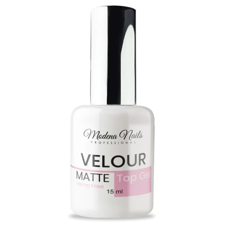 Matowy top hybrydowy do paznokci Modena Nails Velour Matte Top Gel 15ml Hema Free