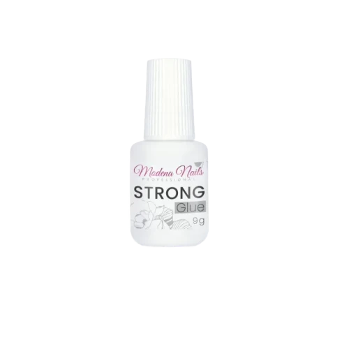 Klej do tipsów z pędzelkiem Modena Nails Strong Glue 9g – mocny klej do przyklejania tipsów i ozdób