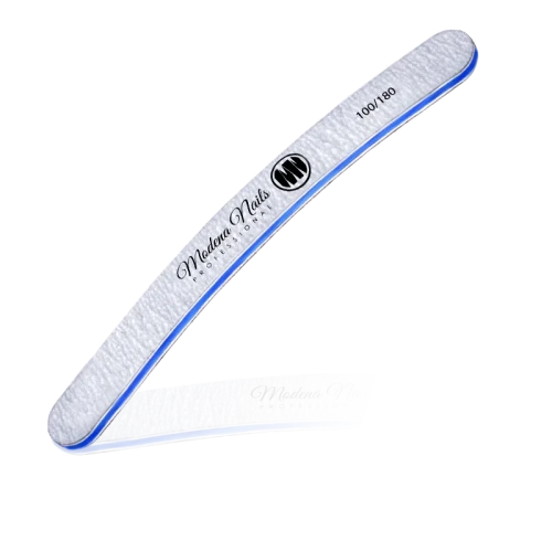Pilnik Premium Banan Zebra Modena Nails gradacja 100/180 – zaokrąglony pilnik do opracowywania skórek i nadawania kształtu paznokciom