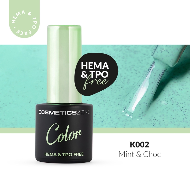 Lakier-hybrydowy-hipo-mietowy-z-czarnymi-drobinkami-K002---MintChoc-bez-HEMA-i-bez-TPO.webp